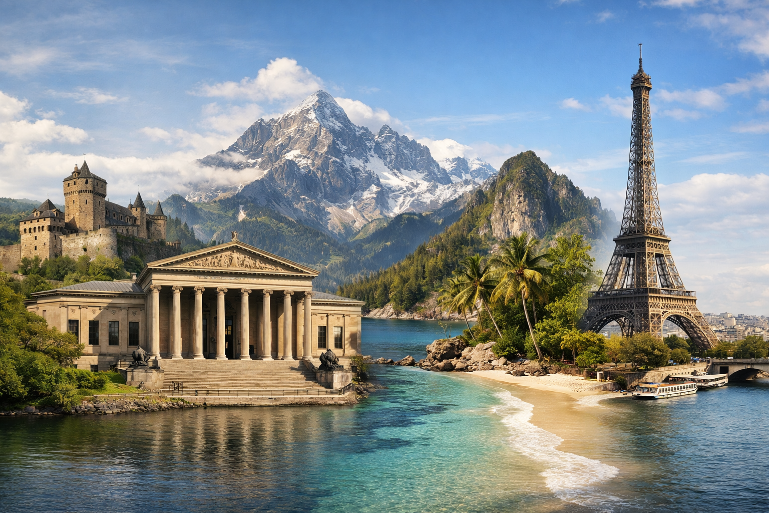 Global travel attractions and natural landmarks