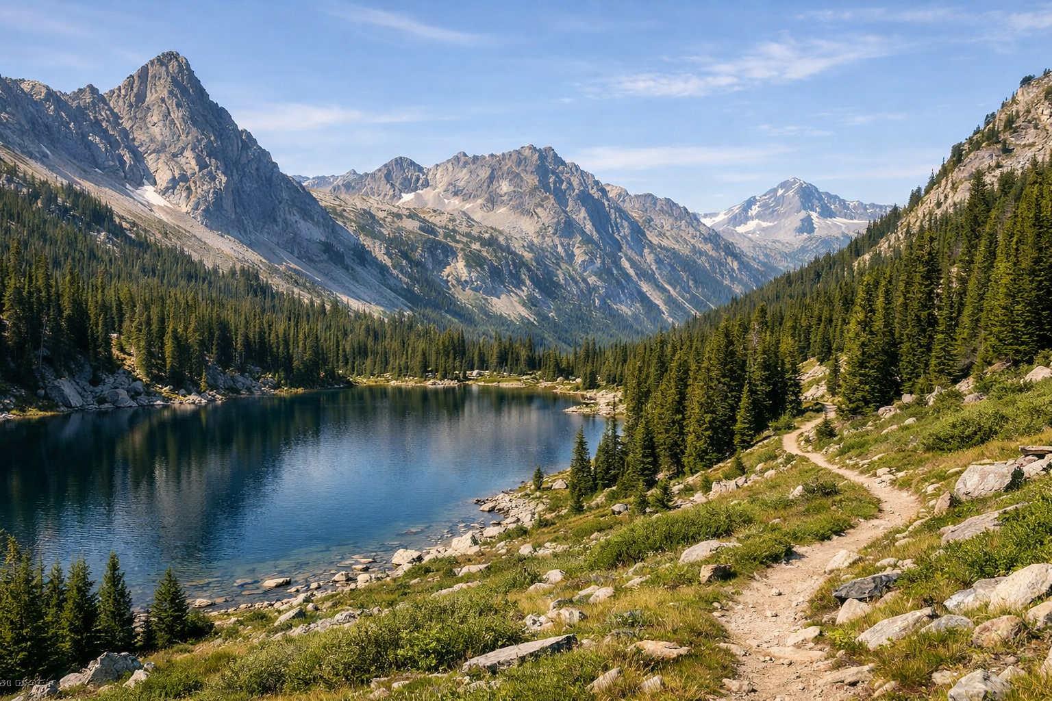 Mountain lake and forest in a national park