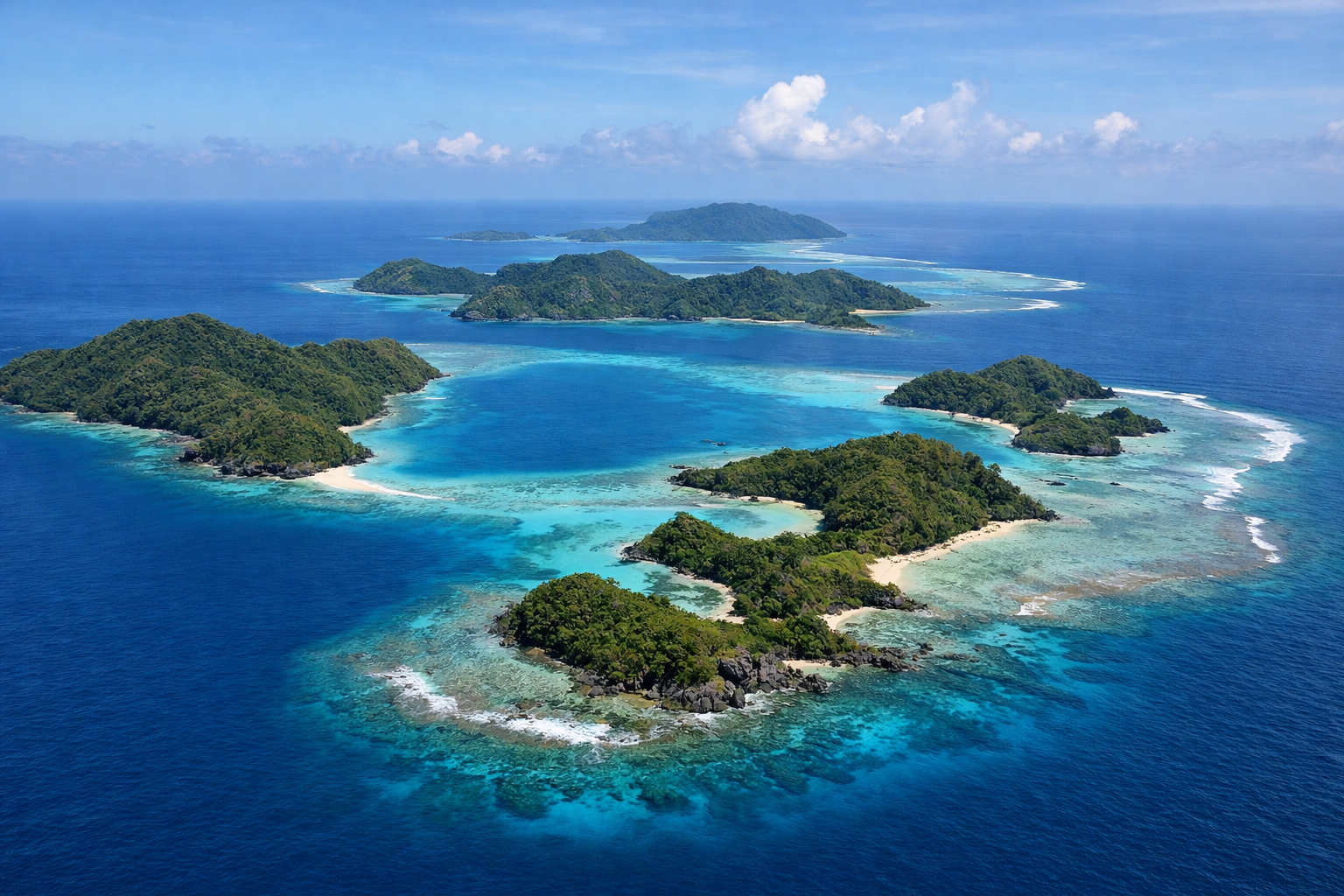 Tropical islands and turquoise lagoons in Oceania